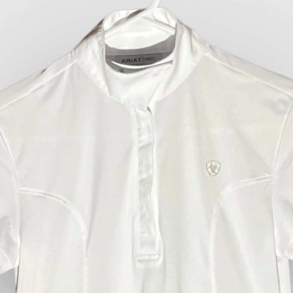 Ariat® Ladies’ White Aptos Equestrian Show Short  Sleeve Event Dressage NWOT XS - Picture 7 of 8